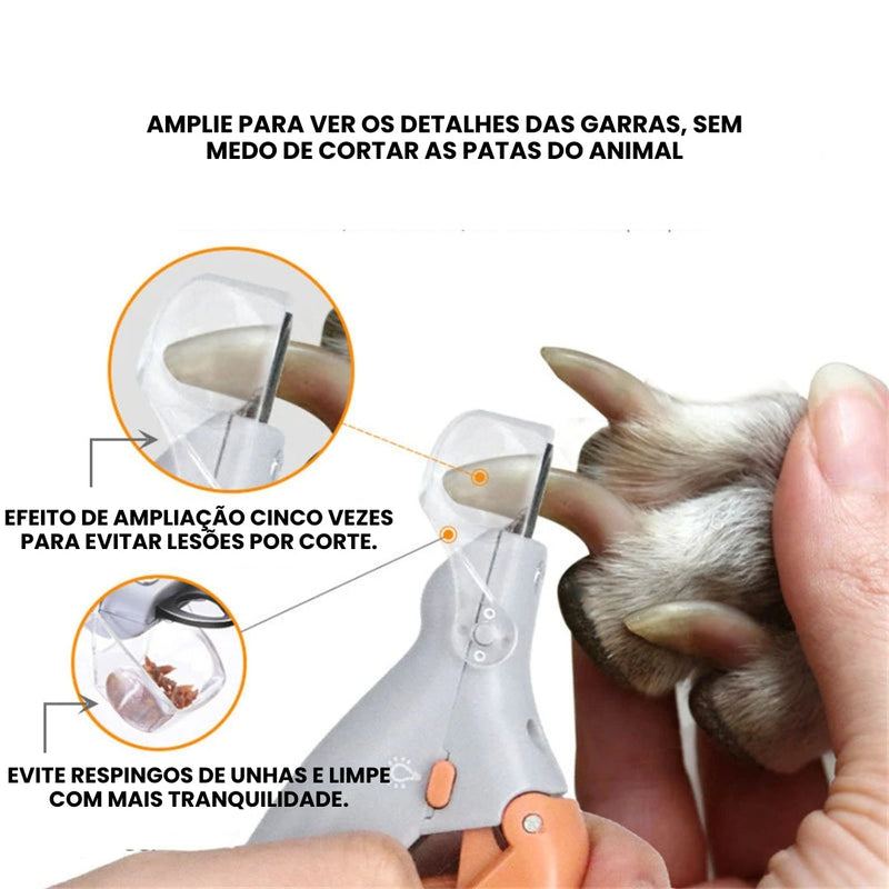 Cortador de Unhas Pet com LED e Lupa Para Cães e Gatos PetShine