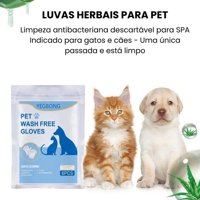 Luvas Umedecidas para Banho à Seco em Pet