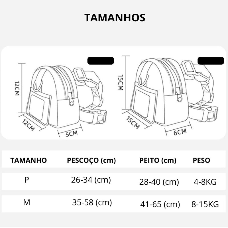 Mochila para cachorro com guia peitoral incluso PetPack